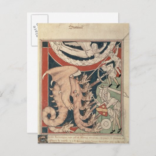 5人の男の上で戦う雲の中の女性 ポストカード (正面/裏面)