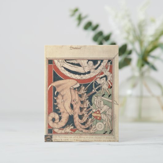 5人の男の上で戦う雲の中の女性 ポストカード (スタンド正面)