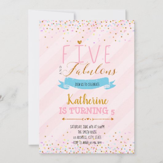 5人の素晴らしい誕生日の招待状 招待状 (正面)