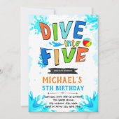 5人の誕生日の招待に飛び込む 招待状 (正面)