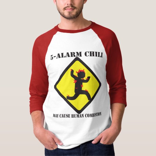 5人の警報唐辛子の男性用3/4" Raglanのワイシャツ Tシャツ (正面)
