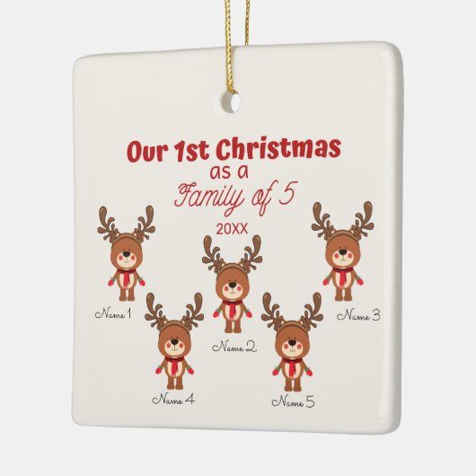 5人家族としての初のクリスマス セラミックオーナメント (左)