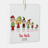 5人家族とペットのクリスマスパーソナライズされた セラミックオーナメント (右)