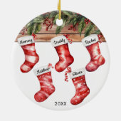 5人家族のクリスマス スタッキング 水彩画 セラミックオーナメント (裏面)