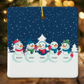 5人家族の雪だるまのクリスマスパーソナライズデザイン セラミックオーナメント