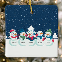 5人家族の雪だるまのクリスマスパーソナライズデザイン