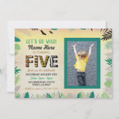 5人目の野生の5歳の誕生パーティー、サファリZOOの写真 招待状 (正面)