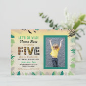 5人目の野生の5歳の誕生パーティー、サファリZOOの写真 招待状 (スタンド正面)