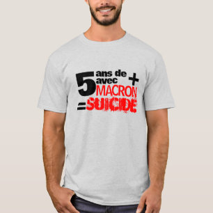 5人+マクロン=自殺 – グレーメンティー Tシャツ