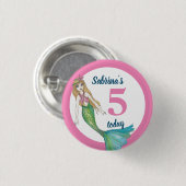 5今日の美しいマーメイドとブロンドの髪のボタン 缶バッジ (正面&裏面)