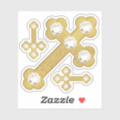 5個のダイアモンドを持つフェイク出芽クロス – 輪郭 シール (シート)