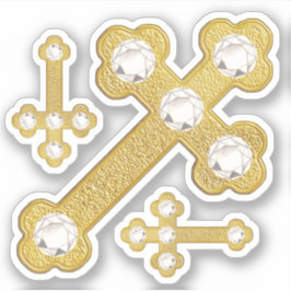 5個のダイアモンドを持つフェイク出芽クロス – 輪郭 シール