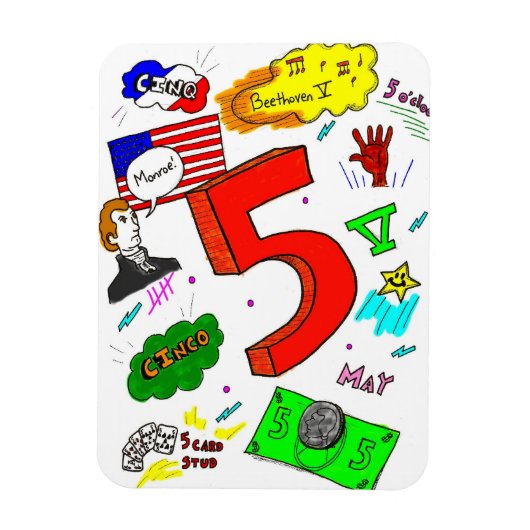 5個のフレキシブル磁石へのコード マグネット (縦)