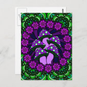 5個の紫色のきのこの郵便はがき ポストカード (正面/裏面)