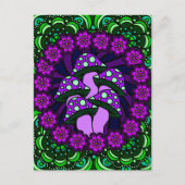 5個の紫色のきのこの郵便はがき ポストカード (正面)