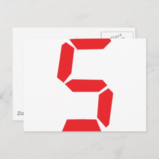 5個の赤い目覚まし時計のデジタル番号 ポストカード (正面/裏面)