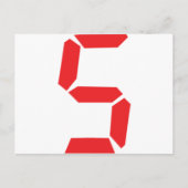 5個の赤い目覚まし時計のデジタル番号 ポストカード (正面)