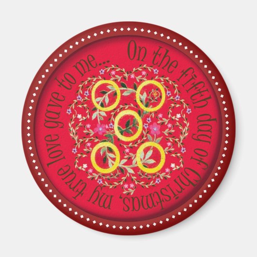 5個の金ゴールド マグネット (正面)