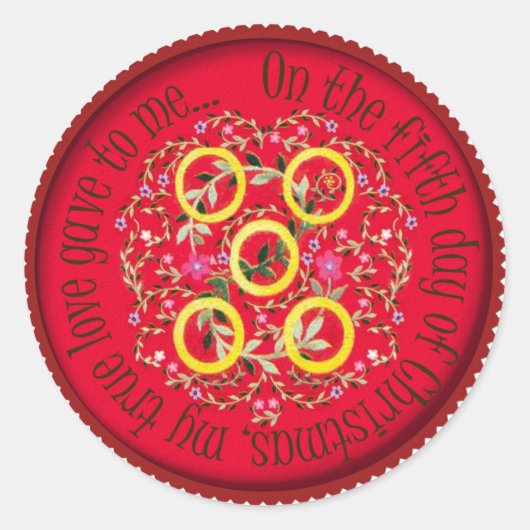 5個の金ゴールド ラウンドシール (正面)