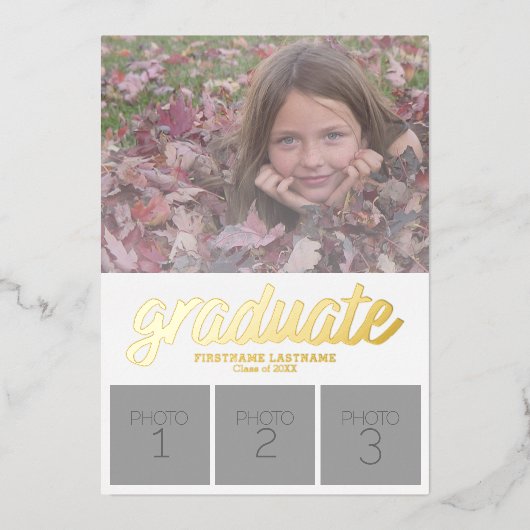 5写真アナウンス卒業パーティー招待状 箔招待状 (正面)