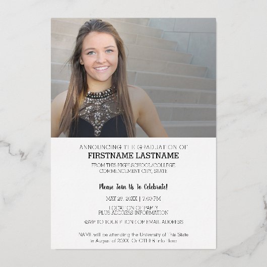 5写真アナウンス卒業パーティー招待状 箔招待状 (裏面)