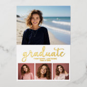 5写真アナウンス卒業パーティー招待状 箔招待状 (正面)