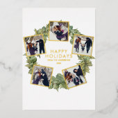 5写真エレガント緑のリースクリスマス金ゴールド 箔シーズンカード (正面)