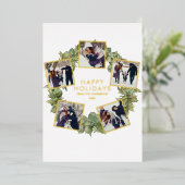 5写真エレガント緑のリースクリスマス金ゴールド 箔シーズンカード (立ち正面)