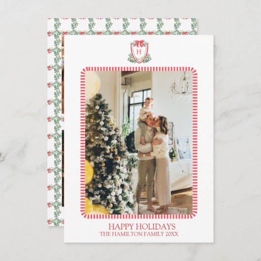 5写真クリスマスモノグラム写真グランドミレニアル シーズンカード (正面/裏面)