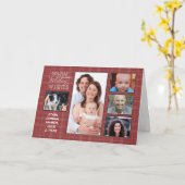 5写真クリスマスレッドプレイド カード (黄色い花)