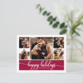 5写真コラージハッピーホリデイズクリスマスモダン ポストカード (スタンド正面)
