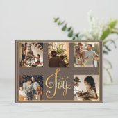 5写真コラージュ喜び金ゴールドクリスマスクリスマス休日 シーズンカード (スタンド正面)