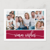 5写真コラージュ暖かい願いシンプルクリスマス ポストカード (正面)