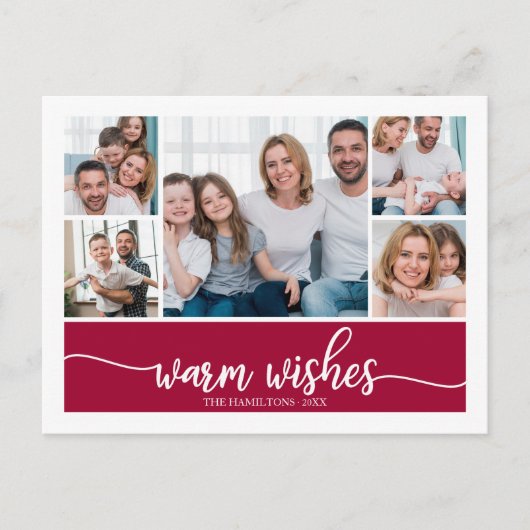 5写真コラージュ暖かい願いシンプルクリスマス ポストカード (正面)