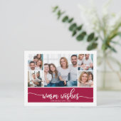 5写真コラージュ暖かい願いシンプルクリスマス ポストカード (スタンド正面)