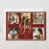 5写真コラージュ金ゴールドジョークリスマスクリスマスホリデー シーズンカード (正面)