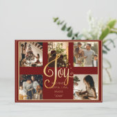 5写真コラージュ金ゴールドジョークリスマスクリスマスホリデー シーズンカード (スタンド正面)