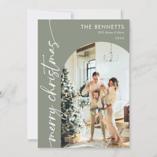 5写真スタイリッシュ年レビュー中メリークリスマス シーズンカード (正面)