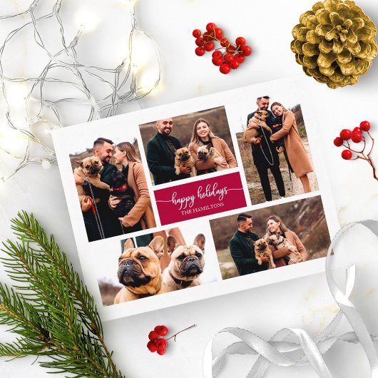 5写真ハッピーホリデーズシンプルコラージクリスマス ポストカード