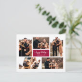 5写真ハッピーホリデーズシンプルコラージクリスマス ポストカード (スタンド正面)