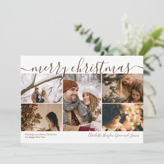 5写真パーソナライズされたメリークリスマス シーズンカード (スタンド正面)