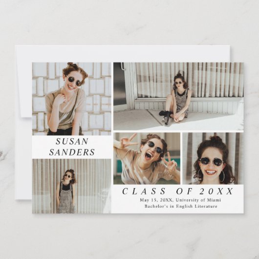 5写真パーソナライズされた卒業発表 案内状 (正面)