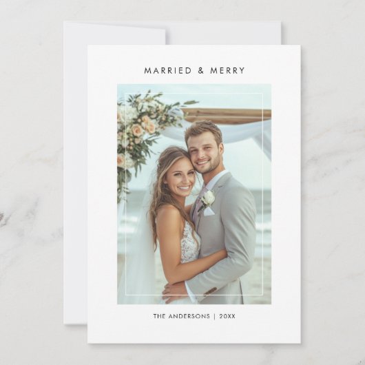 5写真モダンと結婚したメリークリスマス シーズンカード (正面)