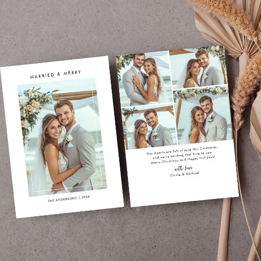 5写真モダンと結婚したメリークリスマス シーズンカード
