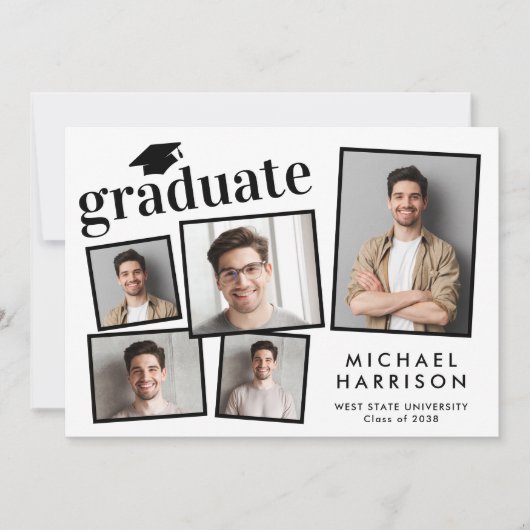 5写真モダンの卒業 案内状 (正面)