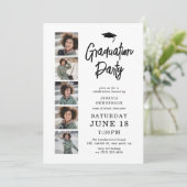 5写真モダンコラージュ卒業パーティー 招待状 (スタンド正面)