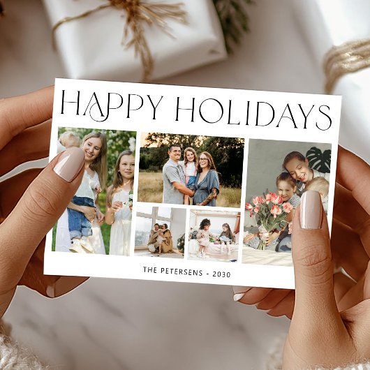 5写真モダンコラージュhappy holidaysクリスマス シーズンカード