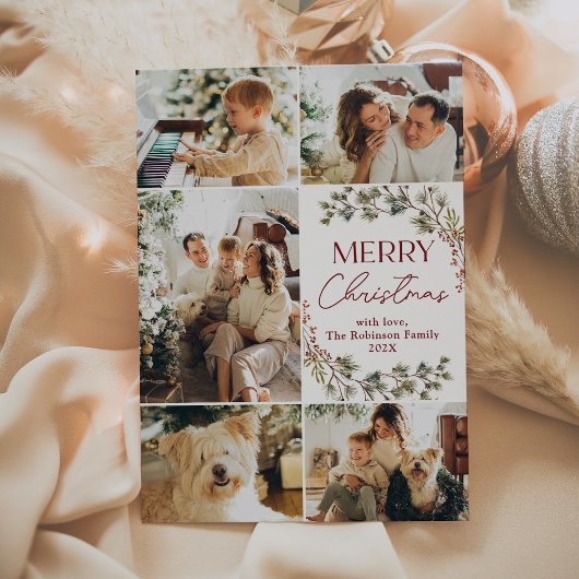 5写真モダンメリークリスマスホリデーカード シーズンカード