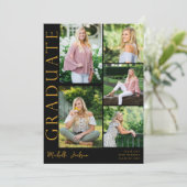 5写真モダン側の卒業式 – 黒 招待状 (スタンド正面)