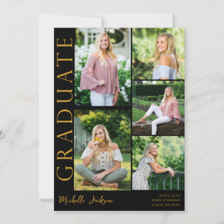 5写真モダン側の卒業式 – 黒 招待状